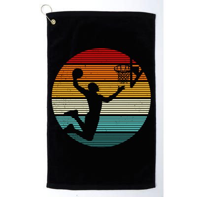 Basketball Player Dunk Retro Sunset Golf Towel