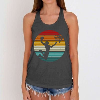 Basketball Player Dunk Retro Sunset Women's Knotted Racerback Tank