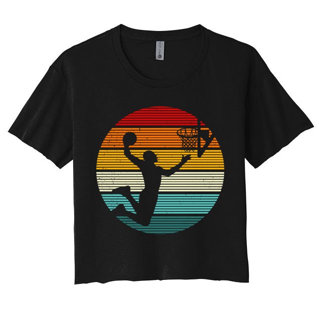 Basketball Player Dunk Retro Sunset Crop Top