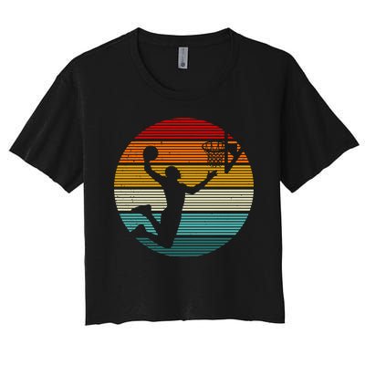 Basketball Player Dunk Retro Sunset Women's Crop Top Tee