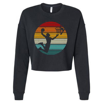 Basketball Player Dunk Retro Sunset Cropped Pullover Crew