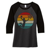 Basketball Player Dunk Retro Sunset Women's Tri-Blend 3/4-Sleeve Raglan Shirt