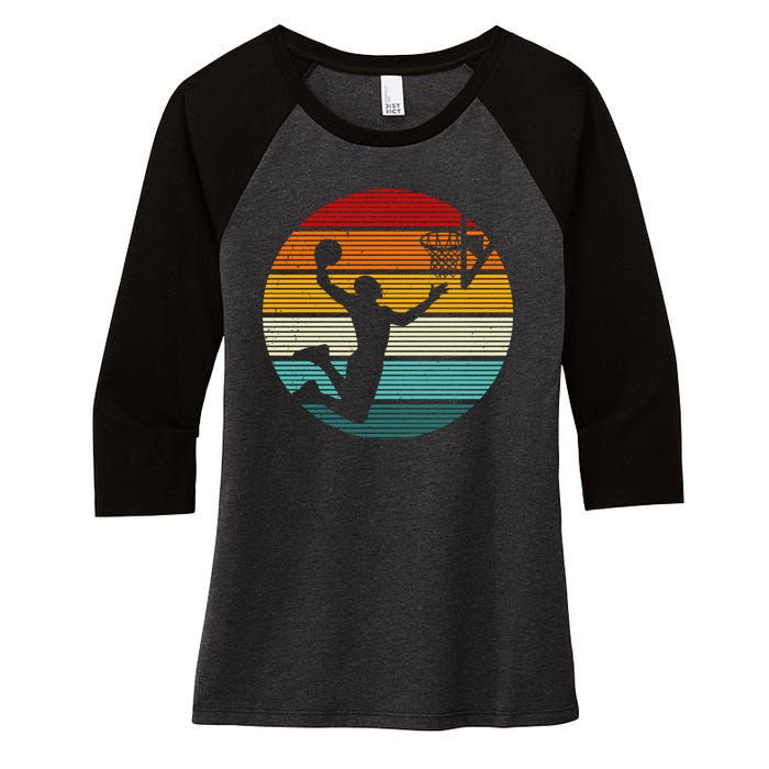 Basketball Player Dunk Retro Sunset Women's Tri-Blend 3/4-Sleeve Raglan Shirt