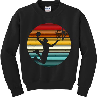 Basketball Player Dunk Retro Sunset Kids Sweatshirt