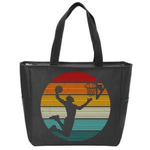 Basketball Player Dunk Retro Sunset Zip Tote Bag