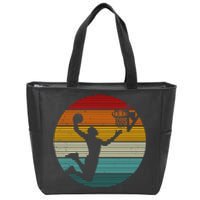 Basketball Player Dunk Retro Sunset Zip Tote Bag