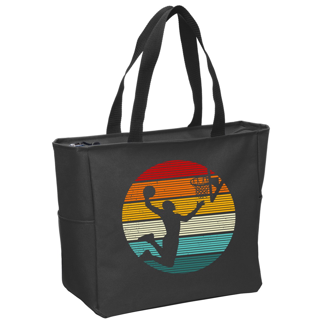 Basketball Player Dunk Retro Sunset Zip Tote Bag