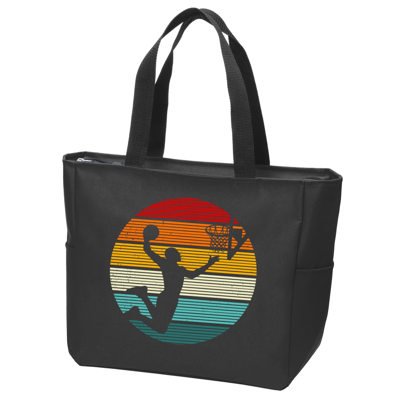 Basketball Player Dunk Retro Sunset Zip Tote Bag
