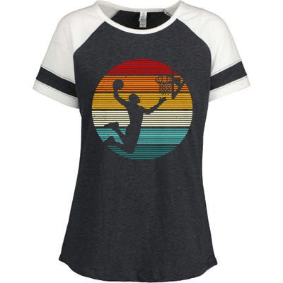 Basketball Player Dunk Retro Sunset Enza Ladies Jersey Colorblock Tee