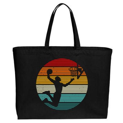 Basketball Player Dunk Retro Sunset Cotton Canvas Jumbo Tote