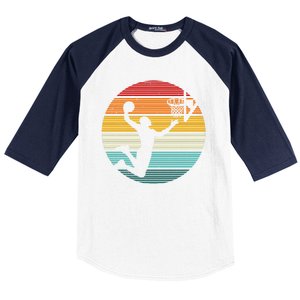 Basketball Player Dunk Retro Sunset Baseball Sleeve Shirt