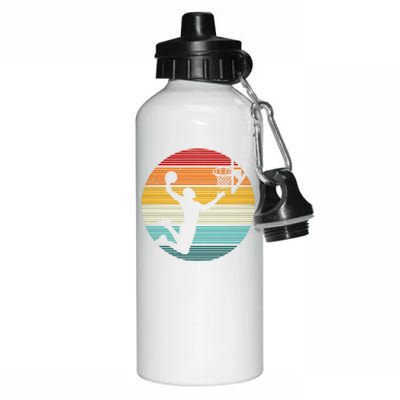 Basketball Player Dunk Retro Sunset Aluminum Water Bottle 