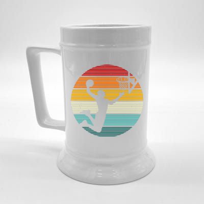 Basketball Player Dunk Retro Sunset Beer Stein