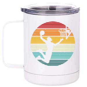 Basketball Player Dunk Retro Sunset 12 oz Stainless Steel Tumbler Cup