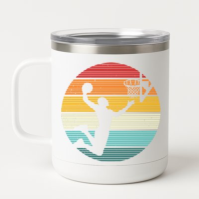 Basketball Player Dunk Retro Sunset 12 oz Stainless Steel Tumbler Cup