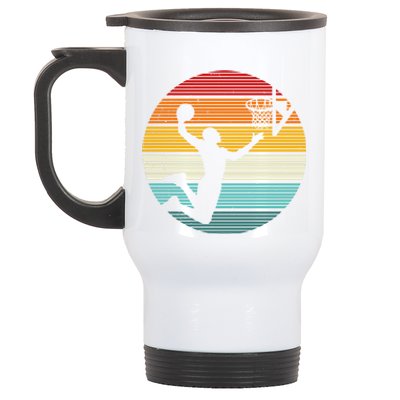 Basketball Player Dunk Retro Sunset Stainless Steel Travel Mug