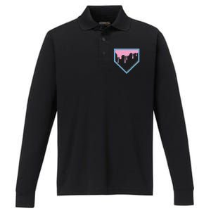 Baseball Plate Drip 2 Performance Long Sleeve Polo