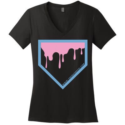 Baseball Plate Drip 2 Women's V-Neck T-Shirt