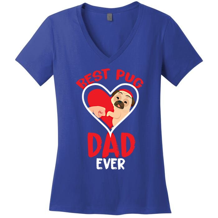 Best Pug Dad Ever Gift Women's V-Neck T-Shirt