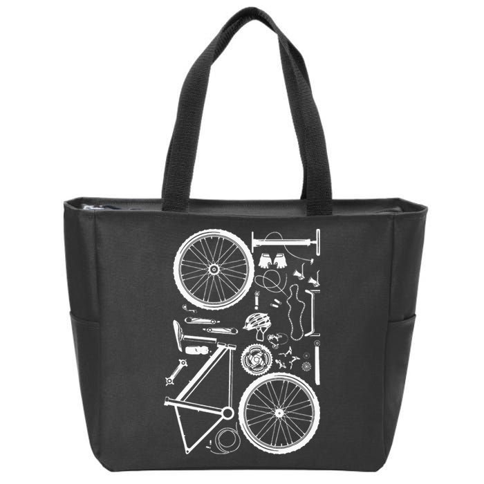 Bike Parts Downhill Rider Mountainbike MTB Cycling Zip Tote Bag