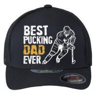 Best Pucking Dad Ever Retro Ice Hockey Coach On Fathers Day Flexfit Unipanel Trucker Cap