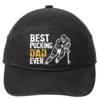 Best Pucking Dad Ever Retro Ice Hockey Coach On Fathers Day 7-Panel Snapback Hat