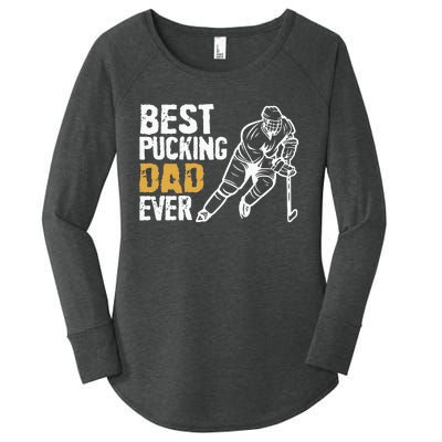 Best Pucking Dad Ever Retro Ice Hockey Coach On Fathers Day Women's Perfect Tri Tunic Long Sleeve Shirt