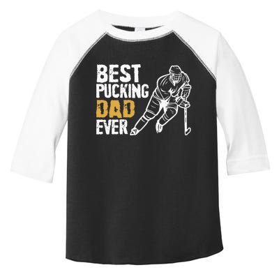 Best Pucking Dad Ever Retro Ice Hockey Coach On Fathers Day Toddler Fine Jersey T-Shirt