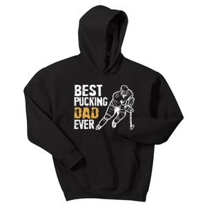 Best Pucking Dad Ever Retro Ice Hockey Coach On Fathers Day Kids Hoodie