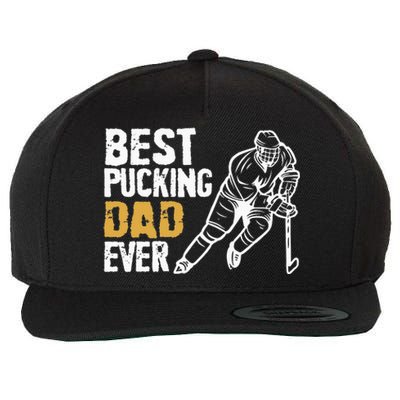 Best Pucking Dad Ever Retro Ice Hockey Coach On Fathers Day Wool Snapback Cap