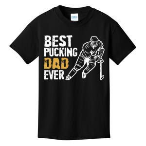 Best Pucking Dad Ever Retro Ice Hockey Coach On Fathers Day Kids T-Shirt