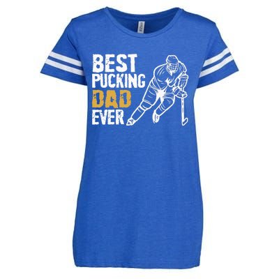 Best Pucking Dad Ever Retro Ice Hockey Coach On Fathers Day Enza Ladies Jersey Football T-Shirt