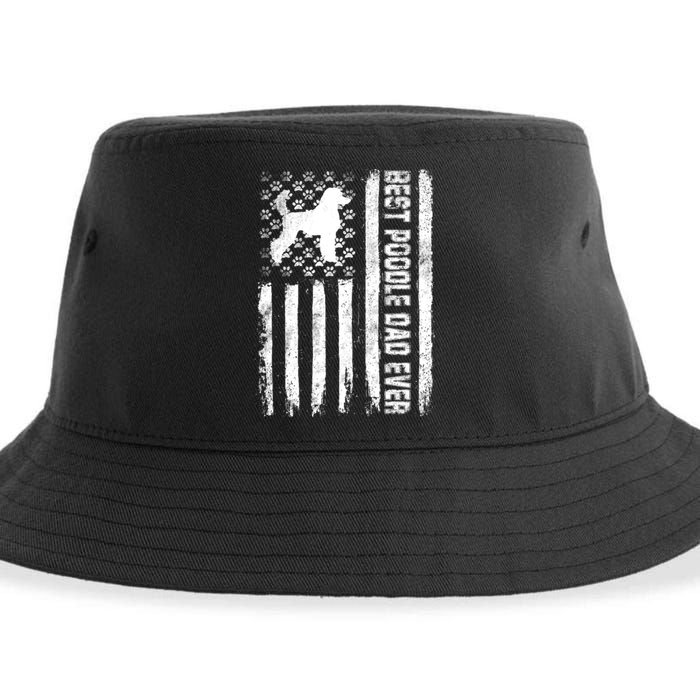 Best Poodle Dog Dad Ever American Flag Gift Sustainable Bucket Hat