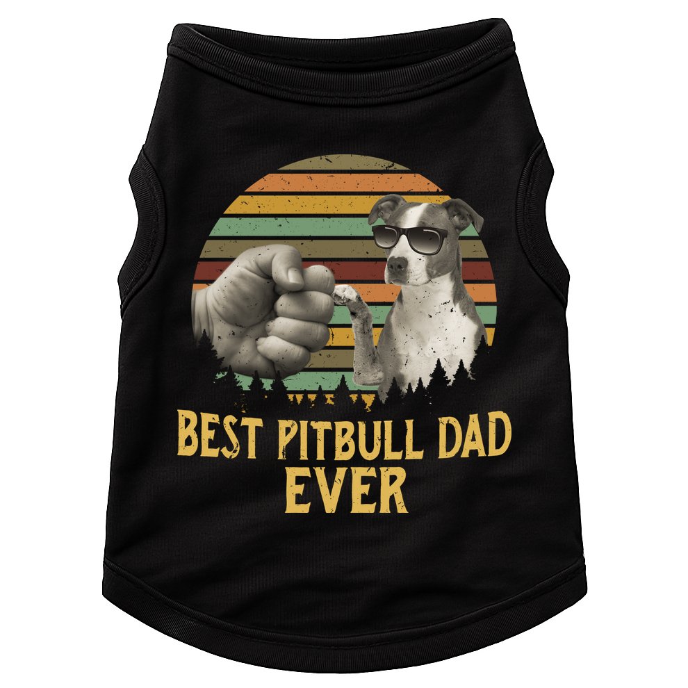 Best Pitbull Dad Ever Vintage Sunset Retro Doggie Tank