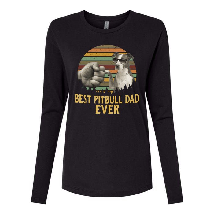 Best Pitbull Dad Ever Vintage Sunset Retro Womens Cotton Relaxed Long Sleeve T-Shirt