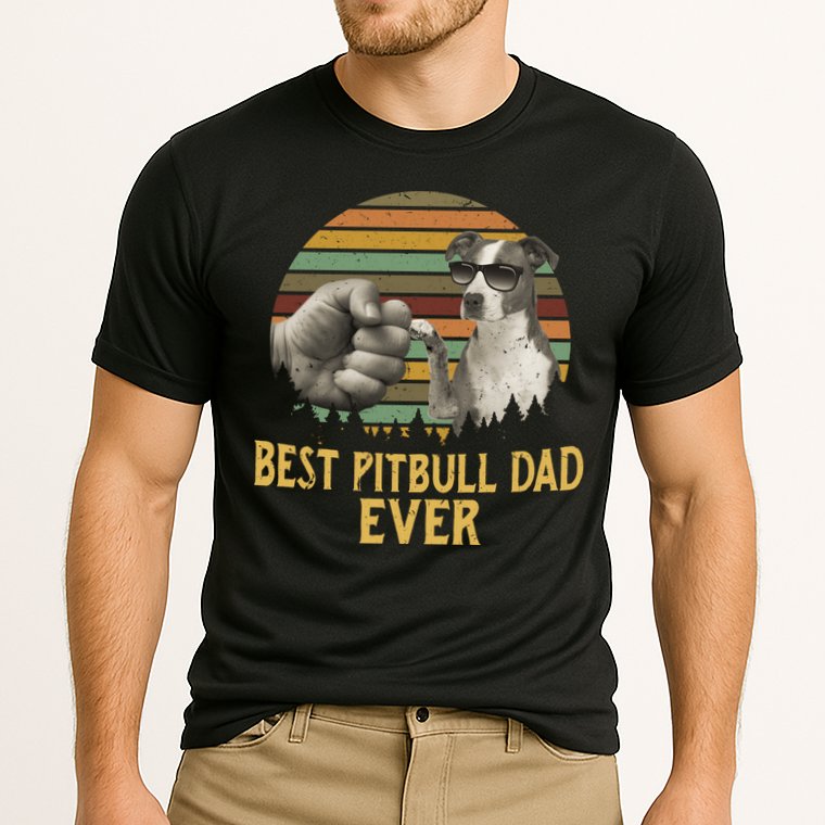 Best Pitbull Dad Ever Vintage Sunset Retro Cooling Performance Crew T-Shirt