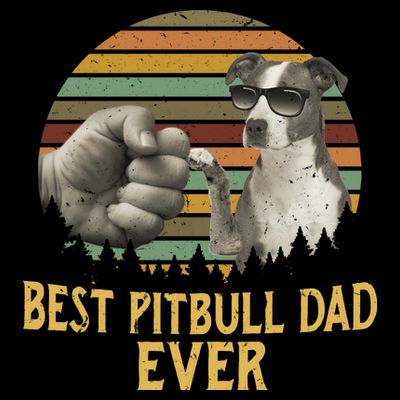 Best Pitbull Dad Ever Vintage Sunset Retro T-Shirt