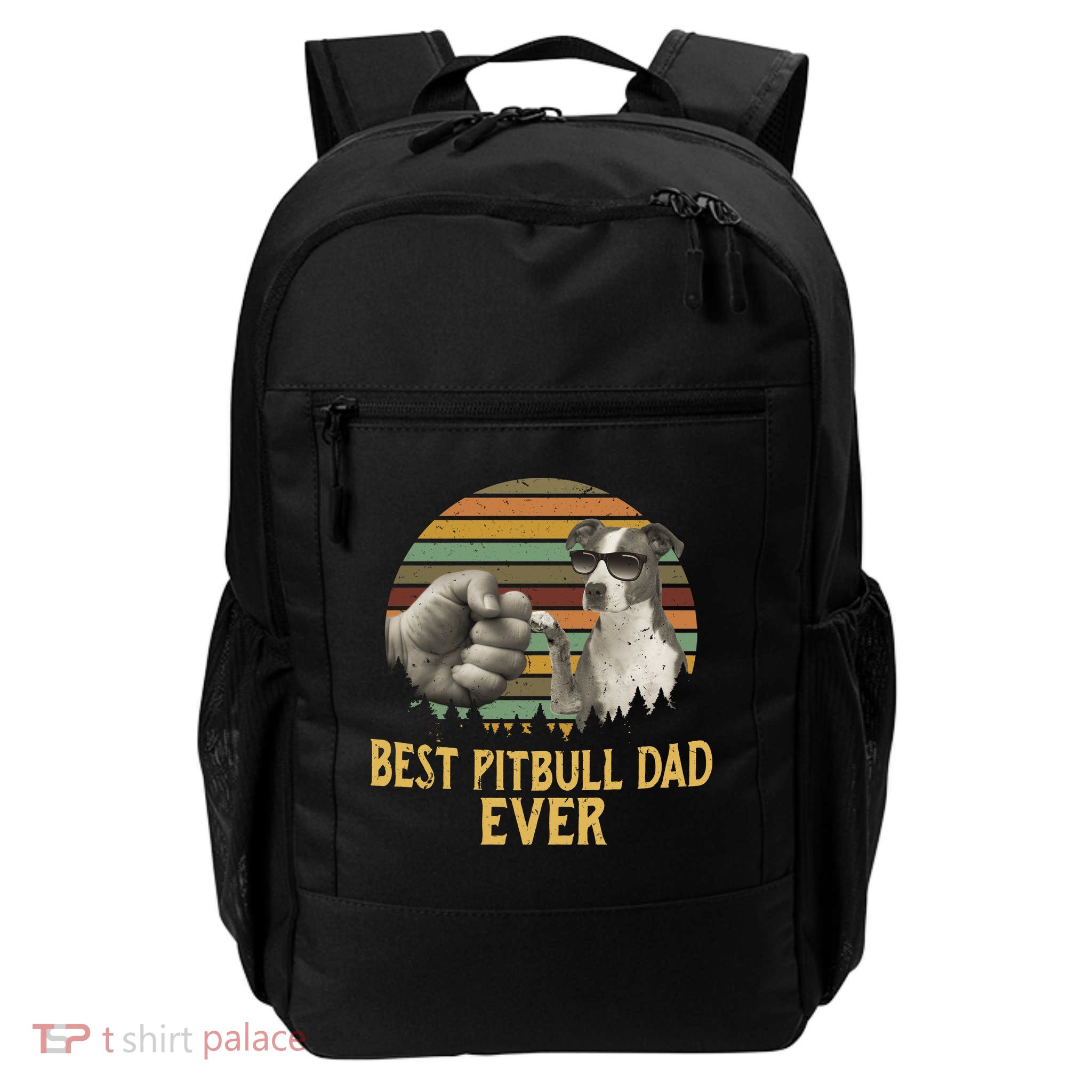 Best Pitbull Dad Ever Vintage Sunset Retro Backpack
