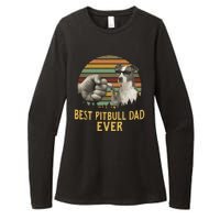 Best Pitbull Dad Ever Vintage Sunset Retro Womens CVC Long Sleeve Shirt