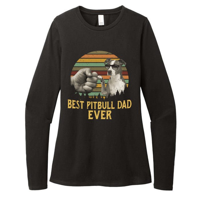 Best Pitbull Dad Ever Vintage Sunset Retro Womens CVC Long Sleeve Shirt