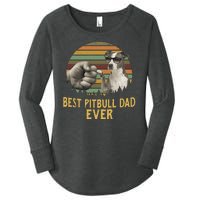 Best Pitbull Dad Ever Vintage Sunset Retro Women's Perfect Tri Tunic Long Sleeve Shirt