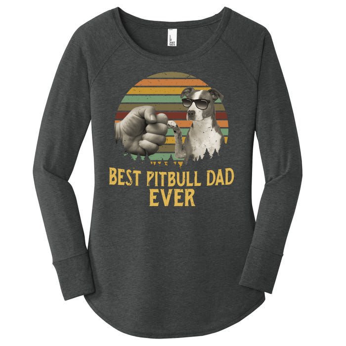 Best Pitbull Dad Ever Vintage Sunset Retro Women's Perfect Tri Tunic Long Sleeve Shirt