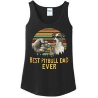 Best Pitbull Dad Ever Vintage Sunset Retro Ladies Essential Tank