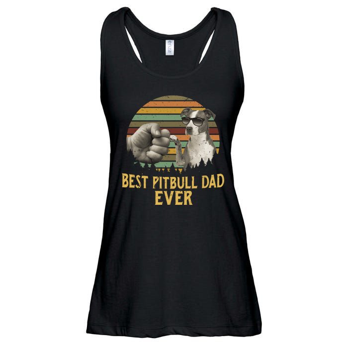 Best Pitbull Dad Ever Vintage Sunset Retro Ladies Essential Flowy Tank