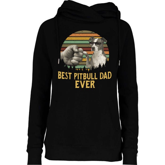 Best Pitbull Dad Ever Vintage Sunset Retro Womens Funnel Neck Pullover Hood