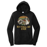 Best Pitbull Dad Ever Vintage Sunset Retro Women's Pullover Hoodie