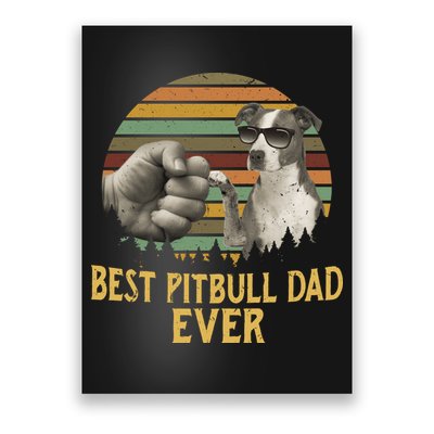 Best Pitbull Dad Ever Vintage Sunset Retro Poster