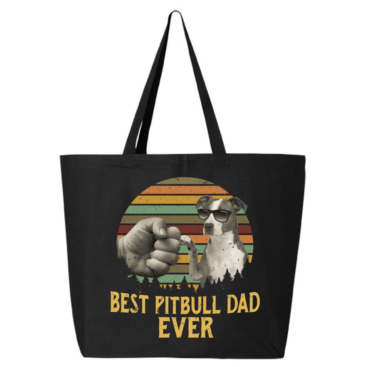 Best Pitbull Dad Ever Vintage Sunset Retro 25L Jumbo Tote
