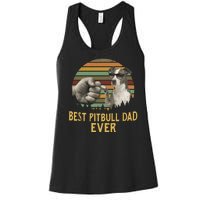 Best Pitbull Dad Ever Vintage Sunset Retro Women's Racerback Tank