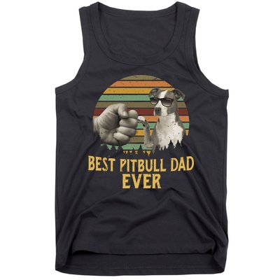 Best Pitbull Dad Ever Vintage Sunset Retro Tank Top